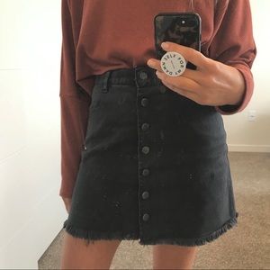 Washed Black Denim Skirt